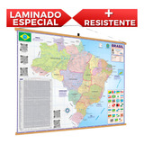 Mapa Do Brasil Politico Geográfico Escolar Banner Plastificado Resistente - Laminado Especial Plastificado Frente Verso Ultra Resistente