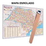 Mapa Do Estado São Paulo 120cm X 90cm Enrolado Tubo Postal