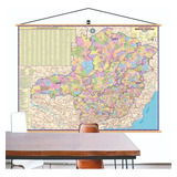 Mapa Estado Minas Gerais Banner Moldura Laminado 120x90cm