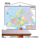 Mapa Europa Politico Banner Moldura Laminado Grande 120x90cm