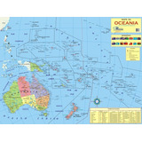 Mapa Geo Político Do Continente Oceania - Tam. 1,20 X 0,90 M