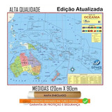 Mapa Geo Político Do Continente Oceania 120x90cm Enrolado 