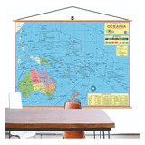 Mapa Geo Político Do Continente Oceania Banner Laminado