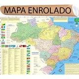 Mapa Geográfico Político Escolar Brasileiro Planisférico Do Brasil - Gigante Medindo 1.2m X 90cm Enrolado No Canudo - Equipe Multivendas