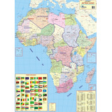 Mapa Geográfico Político Escolar Planisférico Do Continente Africano África - Dobrado Gigante Medindo 1.2m X 90cm - Equipe Multivendas