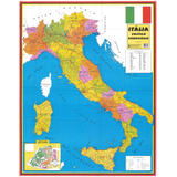 Mapa Geográfico Político Rodoviário Da Itália - Gigante Medindo 1.2m X 90cm Dobrado - Equipe Multivendas