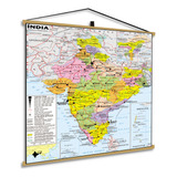 Mapa Índia País Politico Geográfico Banner Poster Moldura