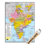 Mapa Índia País Politico Geográfico Poster