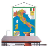 Mapa Itália Politico - Banner Moldura Laminado 120x90cm
