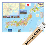 Mapa Japão Politico Rodoviario 120 X 90cm Gigante Enrolado
