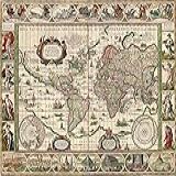 Mapa Mundi Antigo 1635 60x79 Tela Canvas Para Quadro