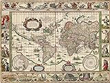 Mapa Mundi Antigo 1635 75x99 Tela Canvas Para Quadro