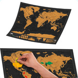 Mapa Mundi De Raspar Preto Dourado
