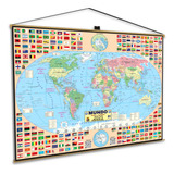 Mapa Mundi Explorer Banner Grande Globo Planisfério Aberto Politico Escolar Geográfico Poster