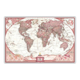 Mapa Mundi Gigante Cor Vermelho Terra Em Papel Fotográfico