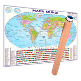 Mapa Mundi Mundo Politico 120 X 90 Cm Gigante Enrolado Atual
