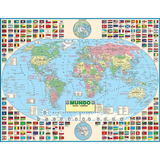Mapa Mundi Mundo Politico Escolar 120 X 90 Cm Gigante Atual