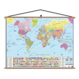 Mapa Mundi Planisfério Globo Mundo Geográfico Banner Poster Politico Escolar Geografia Pendurar