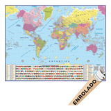 Mapa Mundi Politico Escolar Poster Geografia Mundo Globo