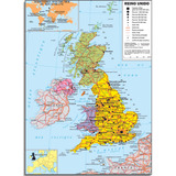 Mapa Reino Unido Ingleterra Politico Poster