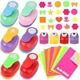 MAPVOLUT 10 Peças De Formas De Furador Artesanal 6 Peças De 1 Polegada E 4 Peças De Perfuradores De Papel Pequenos Perfuradores De Scrapbook Com 10 Peças De Papel Adesivo Artesanal Para Diy