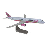 Maquete Avião Em Resina E 190 E2 Rosa Azul 23 Cm