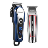 Maquina Cortar Cabelo Barbear Acabamento Kemei Recarregável