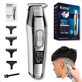 Maquina Cortar Cabelo Kemei 5027 Aparador Profissional Prata