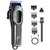 Maquina De Cortar Cabelo Aparador De Pelos Com Lâmina Ajustável Limitador Visor LCD Cortador De Cabelo Recarregável Por USB Elétrica E à Prova D Água