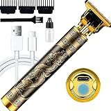 Máquina De Cortar Cabelo Profissional Barba Pezinho Personalizada Com Limitador De Lamina Ajustável Recarregável 3 A 4 Pentes Óleo Escovinha Kit Conjunto Aparador Acabamento Metal Modelo Buda Dragao PREMIUM PRATITO