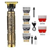 Máquina De Cortar Cabelo Profissional Sem Fio Recarregável Barbeador Elétrico Masculino Pezinho- Canto Vintage Buda Dragão T9