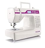 Máquina De Costura Portátil Elgin Premium JX 10000 Bivolt Branca E Rosa Para Uso Doméstico