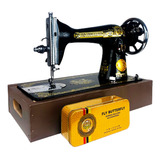 Máquina De Costura Reta Doméstica Pretinha Motor 220v E Mesa
