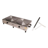 Máquina De Crepe Francês Panquequeira Dupla Elétrica Ademaq Cor Prateado 127v