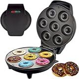 Máquina De Donuts Dupla Face Máquina De Donuts Elétrica De 1200W Faz 7 Donuts Antiaderente Máquina De Sobremesa Portátil Para Lanche De Café Da Manhã Infantil Black 110 Volts
