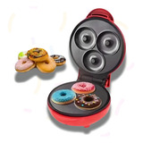 Máquina De Donuts Mini Faz 3 Rosquinhas Confeitaria Waffle Cor Vermelho 220v