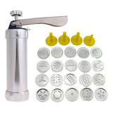 Maquina De Fazer Biscoito E Decoração Em Bolo Cookie Press Cor Prateado