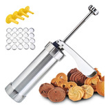 Máquina De Fazer Cookies Manual Biscoiteira Inox 20 Moldes