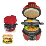 Máquina De Fazer Hambúrguer Com Panela De Ovo Cor Vermelho