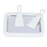 Máquina De Fazer Sorvete Laminado   Prato De Rolo De Sorvete 1L  Aço Inoxidável  Sorveteira Artesanal Com 2 Espátulas Para Gelato Caseiro