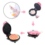 Máquina De Fazer Waffles Elétrico Portatil Antiaderente 220v Rosa