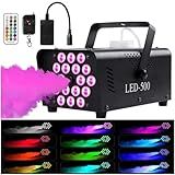 MáQuina De FumaçA Co2 Controle Remoto Sem Fio 18 Luzes Led Rgb MáQuina De FumaçA PortáTil De 12 Cores 500 W 2000 Cfm Para Festa De Natal Halloween Efeito De Palco De Dj