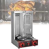Máquina De Grelhar Máquina De Doador De Kebab A Gás GLP Grelhadores Rotativos Máquina De Grelha Pastor Vertical Para Frango Assado Peru Assado Tacos Assado Carne Bovina Dual