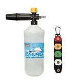 Máquina De Lavar A Pressão BEARFORCE Canhão De Espuma DIY E 5 Pontas De Pulverização E Suporte De Bocal De Clipe Lavadora Elétrica Ajustável Lança De Espuma De Neve Garrafa De 1L Pistola De Sabão De