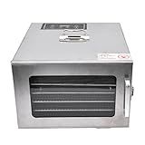 Máquina De Secar Alimentos Elétrica Aço Inoxidável Proteção Contra Superaquecimento Desidratador De Alimentos Ajuste De Tempo De Secagem Uniforme Temperatura 6 Bandejas Para Uso Na Cozinha Plugue EUA 110V