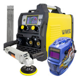 Máquina De Solda Mig 160 Wk 220v Esmerilhadeira Profissional 850w 22v Eletrodo Máscara Azul Profissional
