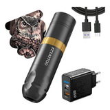 Máquina De Tatuagem Pen Com Bateria Tattoo Ez Cor Preto E Dourado Modelo 1