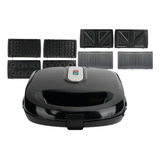 Máquina De Waffles Elétrica 750w 6 Em 1 Antiaderente Cor Preto 110v
