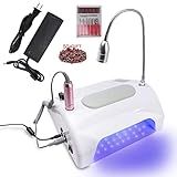 Máquina Elétrica Multifuncional De Arte Para Unhas Furadeira E Coletor De Poeira De Unhas E Lâmpada De Secador De Unhas De Gel UV 48W 96W E Lâmpada De Mesa De LED Máquina De Unhas Para Salão De Beleza Kit De Ferramentas De Manicure