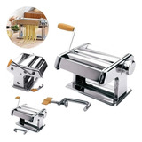 Máquina Fazer Macarrão Massas Caseiras Em Aço Inox C 3 Tipos Cor Prateado Manual
